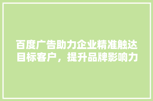 百度广告助力企业精准触达目标客户，提升品牌影响力