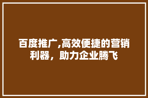 百度推广,高效便捷的营销利器，助力企业腾飞