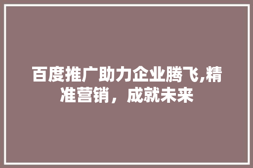 百度推广助力企业腾飞,精准营销，成就未来