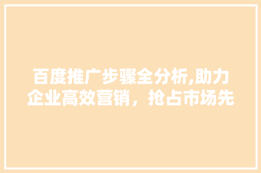 百度推广步骤全分析,助力企业高效营销，抢占市场先机