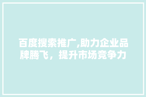 百度搜索推广,助力企业品牌腾飞，提升市场竞争力