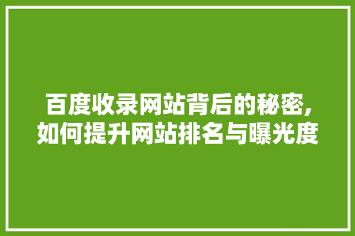 百度收录网站背后的秘密,如何提升网站排名与曝光度