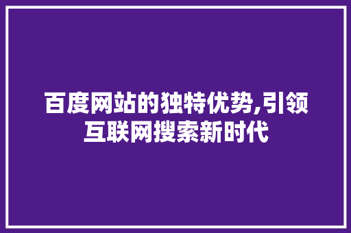 百度网站的独特优势,引领互联网搜索新时代