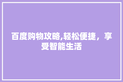 百度购物攻略,轻松便捷，享受智能生活