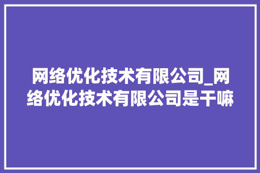 网络优化技术有限公司_网络优化技术有限公司是干嘛的。 网络优化技术有限公司_网络优化技术有限公司是干嘛的。 网站建设公司