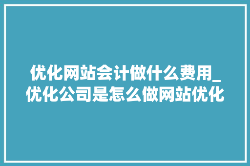 优化网站会计做什么费用_优化公司是怎么做网站优化的。 优化网站会计做什么费用_优化公司是怎么做网站优化的。 神马SEO