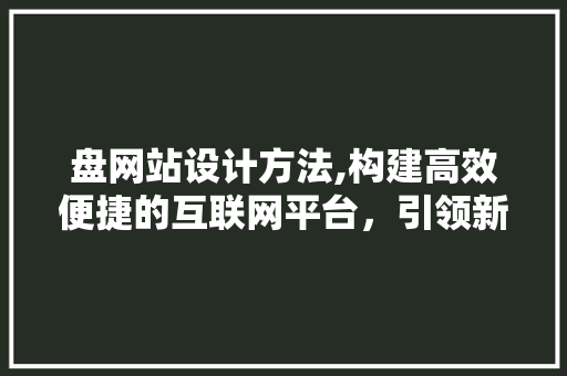 盘网站设计方法,构建高效便捷的互联网平台，引领新时代创新潮流