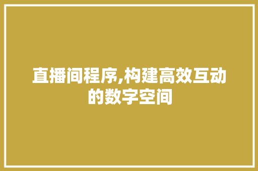 直播间程序,构建高效互动的数字空间