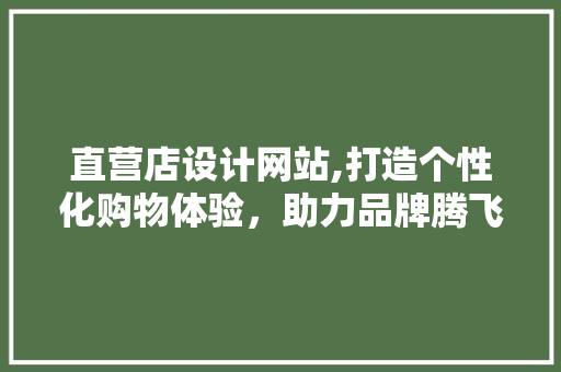 直营店设计网站,打造个性化购物体验，助力品牌腾飞