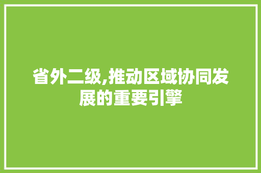省外二级,推动区域协同发展的重要引擎