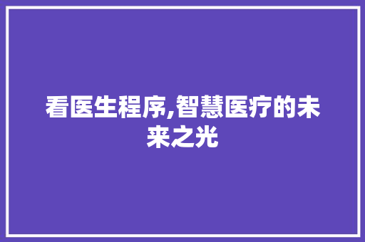 看医生程序,智慧医疗的未来之光