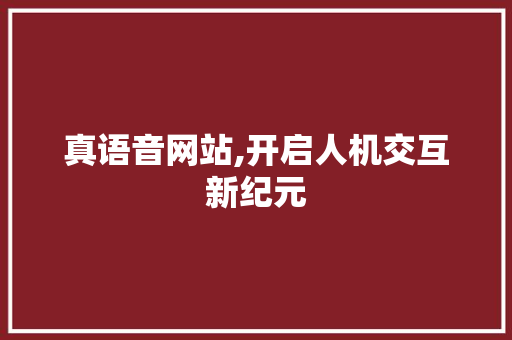 真语音网站,开启人机交互新纪元