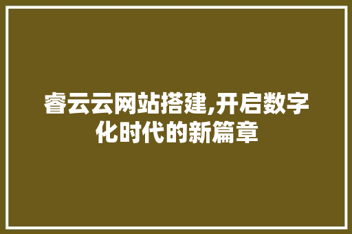 睿云云网站搭建,开启数字化时代的新篇章