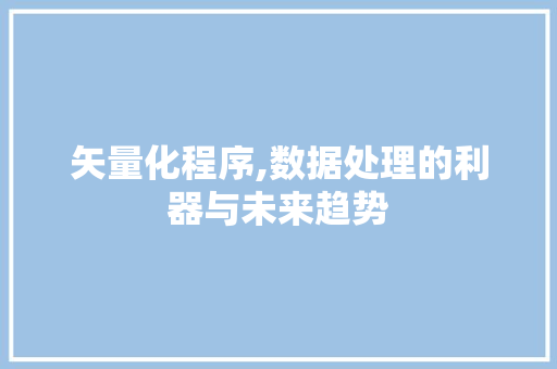 矢量化程序,数据处理的利器与未来趋势