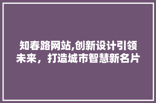 知春路网站,创新设计引领未来，打造城市智慧新名片