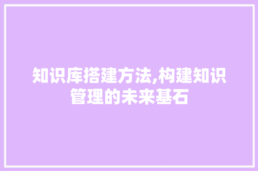 知识库搭建方法,构建知识管理的未来基石