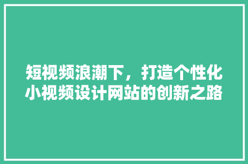 短视频浪潮下，打造个性化小视频设计网站的创新之路 短视频浪潮下，打造个性化小视频设计网站的创新之路 网站建设公司