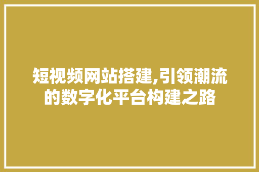 短视频网站搭建,引领潮流的数字化平台构建之路