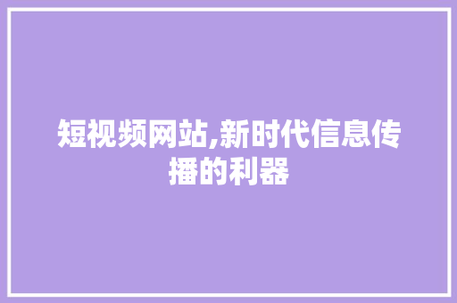 短视频网站,新时代信息传播的利器