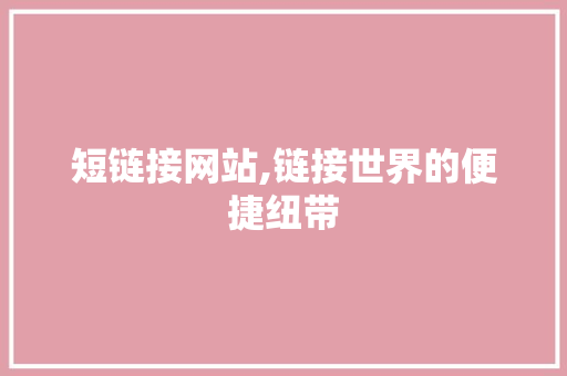 短链接网站,链接世界的便捷纽带
