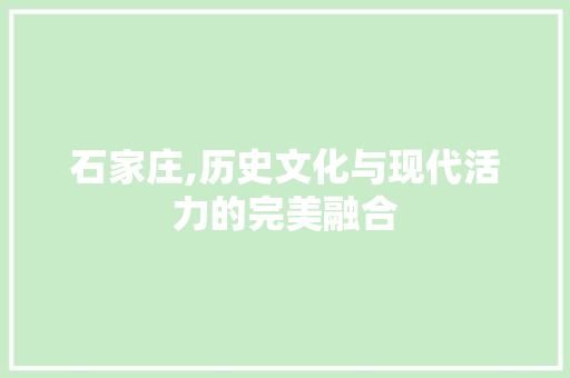 石家庄,历史文化与现代活力的完美融合
