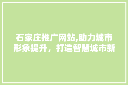 石家庄推广网站,助力城市形象提升，打造智慧城市新标杆