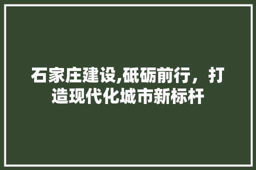 石家庄建设,砥砺前行，打造现代化城市新标杆