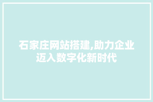 石家庄网站搭建,助力企业迈入数字化新时代
