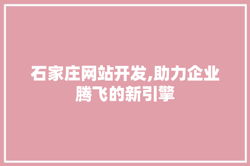 石家庄网站开发,助力企业腾飞的新引擎 石家庄网站开发,助力企业腾飞的新引擎 SEO关键词