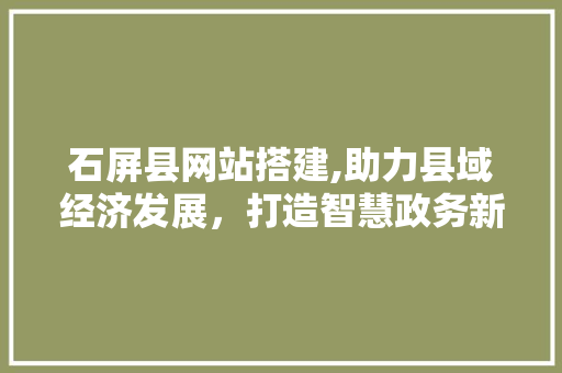 石屏县网站搭建,助力县域经济发展，打造智慧政务新平台