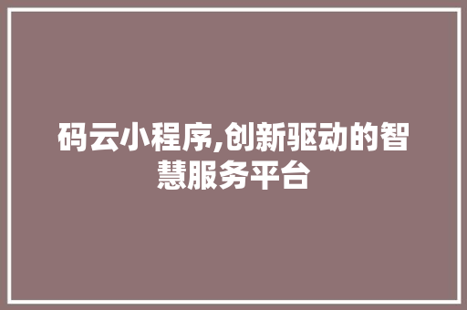 码云小程序,创新驱动的智慧服务平台
