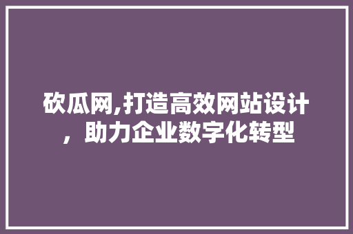 砍瓜网,打造高效网站设计，助力企业数字化转型