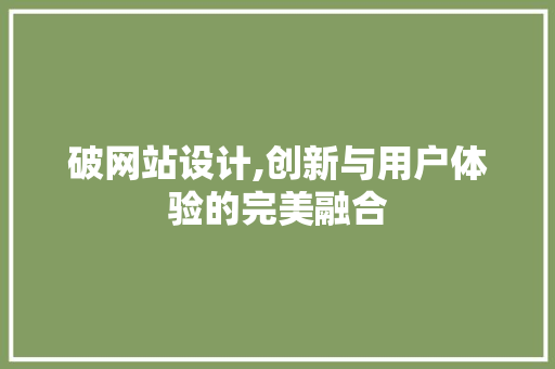 破网站设计,创新与用户体验的完美融合