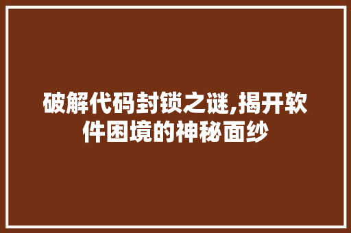 破解代码封锁之谜,揭开软件困境的神秘面纱