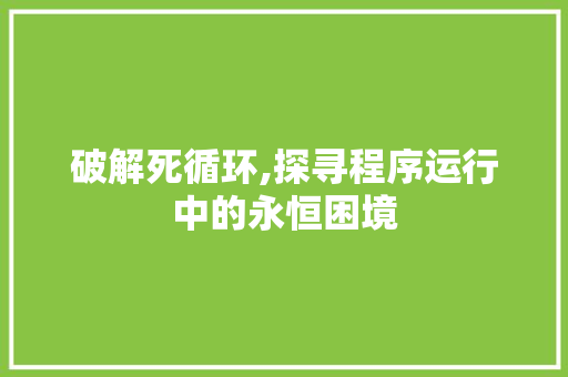 破解死循环,探寻程序运行中的永恒困境