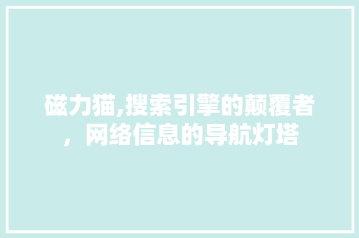 磁力猫,搜索引擎的颠覆者，网络信息的导航灯塔