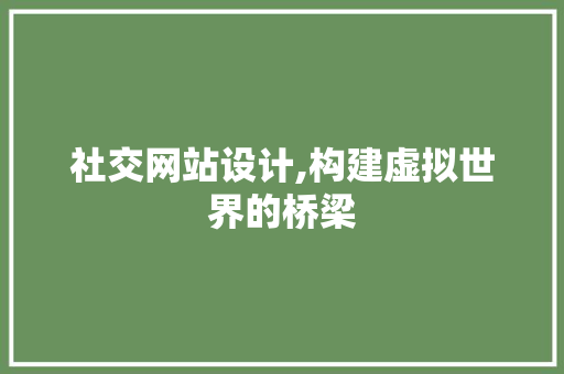社交网站设计,构建虚拟世界的桥梁