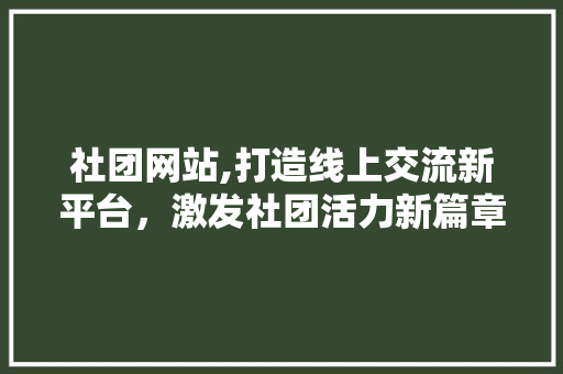 社团网站,打造线上交流新平台，激发社团活力新篇章