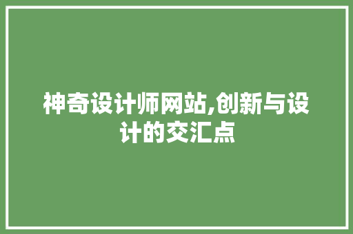 神奇设计师网站,创新与设计的交汇点