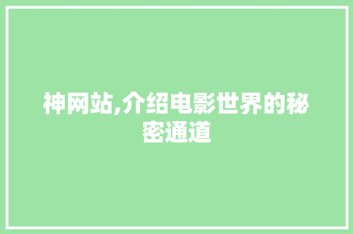 神网站,介绍电影世界的秘密通道