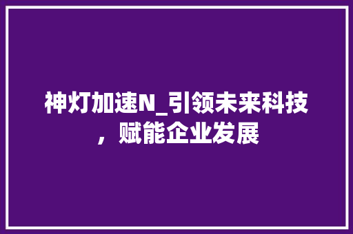 神灯加速N_引领未来科技，赋能企业发展
