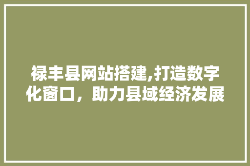 禄丰县网站搭建,打造数字化窗口，助力县域经济发展