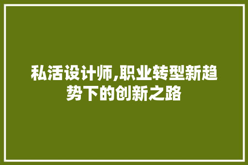 私活设计师,职业转型新趋势下的创新之路