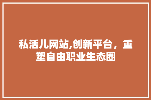 私活儿网站,创新平台，重塑自由职业生态圈