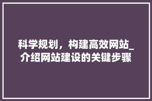 科学规划，构建高效网站_介绍网站建设的关键步骤