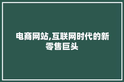 电商网站,互联网时代的新零售巨头 电商网站,互联网时代的新零售巨头 SEO关键词