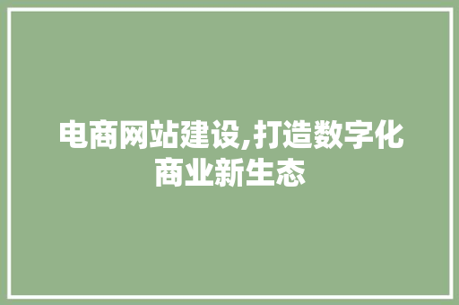 电商网站建设,打造数字化商业新生态