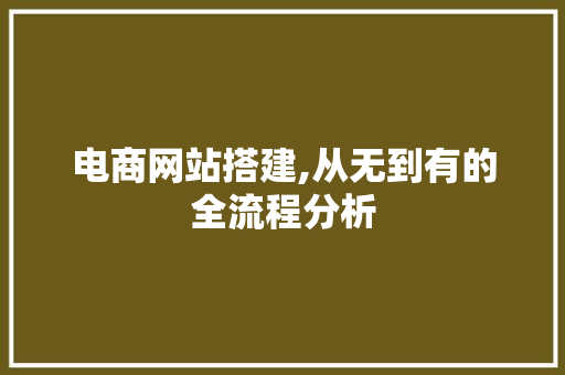 电商网站搭建,从无到有的全流程分析