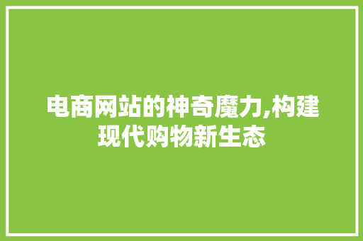电商网站的神奇魔力,构建现代购物新生态