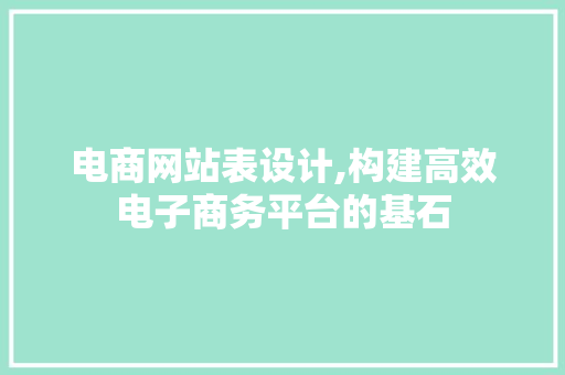 电商网站表设计,构建高效电子商务平台的基石